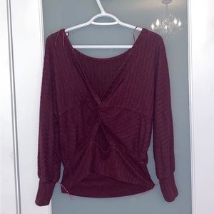 Lush V-neck Longsleeve Maroon/Burgandy